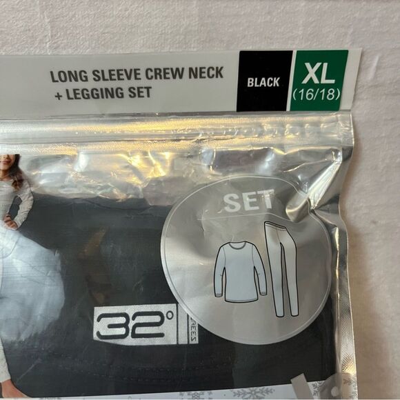 Kids Black 32 Degrees Long Sleeve Crew Neck & Legging Set Size XL (16/18) - Picture 4 of 7